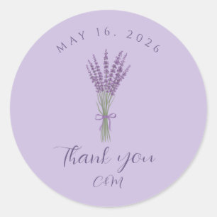 Lavender Wedding Thank You  Classic Round Sticker
