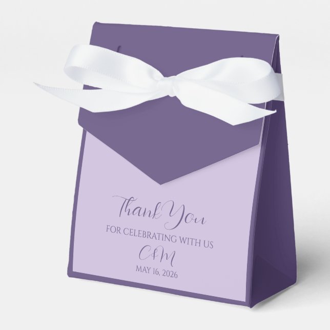 Lavender Wedding Thank You Favor Boxes (Front Side)
