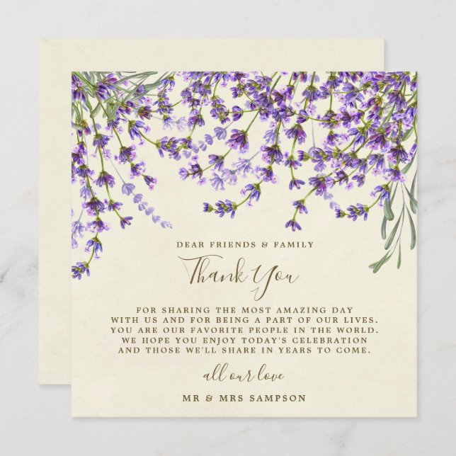 lavender wedding thank you reception card (Front/Back)