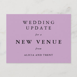 Lavender Wedding Venue Change Update Card