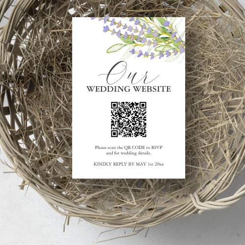 Lavender Wedding Website RSVP Card with QR Code