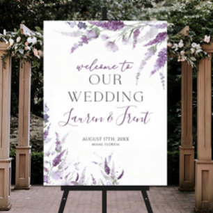 Lavender Wedding Welcome Sign, Floral Wedding Sign