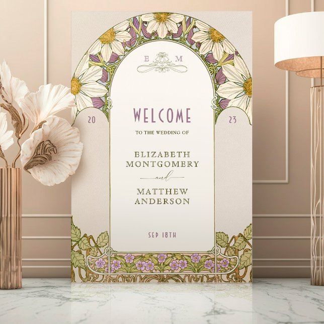 Lavender Welcome Sign Wedding Art Nouveau by Mucha (Creator Uploaded)