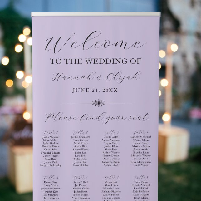 Lavender Welcome Wedding Seating Chart Retractable Banner (Lavender Welcome Wedding Seating Chart Retractable Banner
)
