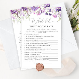 Lavender What did the groom say bridal shower game