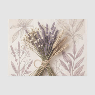 Lavender Wheat Bouquet Botanical Line Tissue Paper
