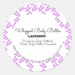 Lavender Whip Body Butter Bath Branding Packaging Classic Round Sticker