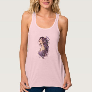 Lavender Whisper Botanical Muse Elegant Floral Tan Tank Top