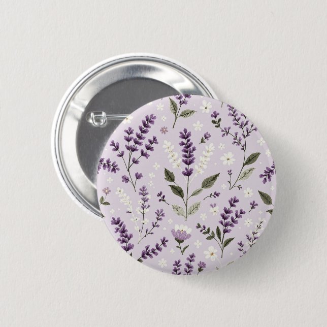 Lavender Whispers – Folk Botanical Pattern Button  (Front & Back)