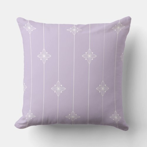 Lavender White Abstract Floral Pattern Throw Pillow