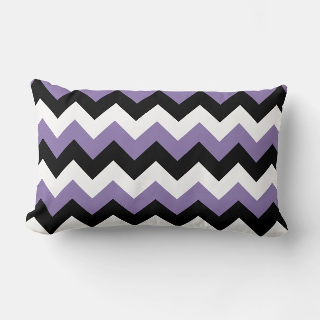 Lavender White Black Zigzag Lumbar Pillow (Front)