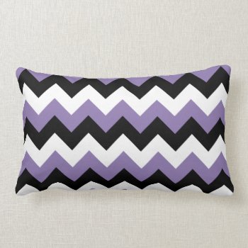 Lavender White Black Zigzag Lumbar Pillow by purplestuff at Zazzle