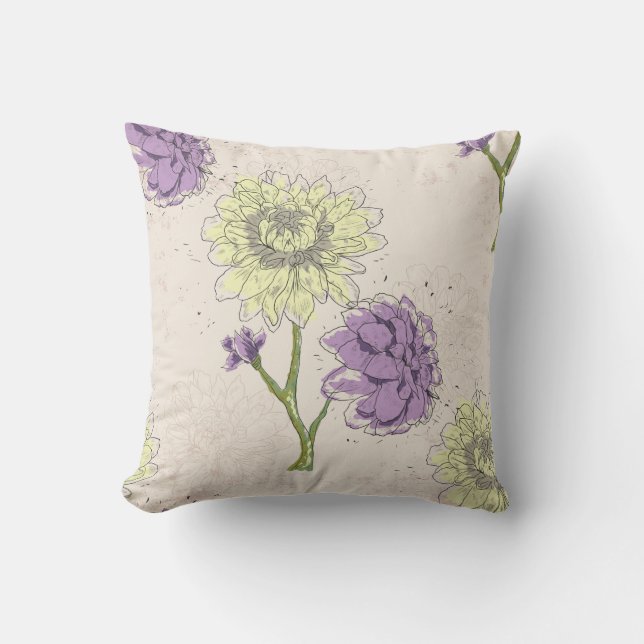 Lavender & White Blossoms Throw Pillow (Front)