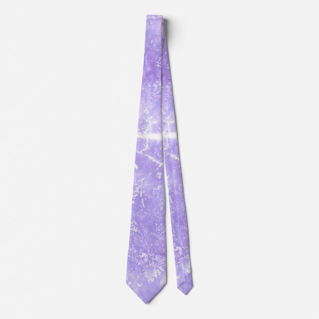 Lavender White Blue Abstract Print Neck Ties (Front)