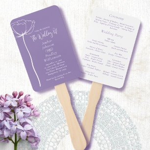 Lavender White Bold Minimal Modern Floral Program Hand Fan