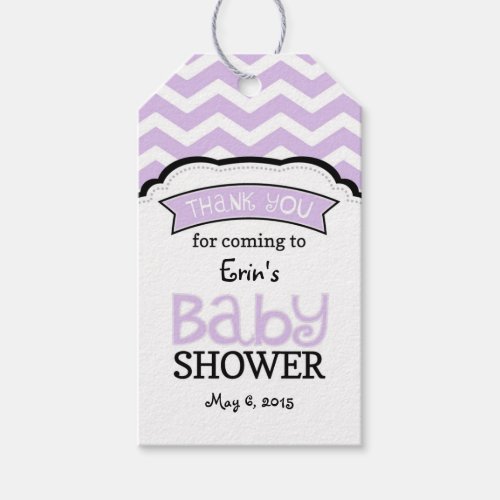 Lavender White Chevron Baby Shower Thank Tags