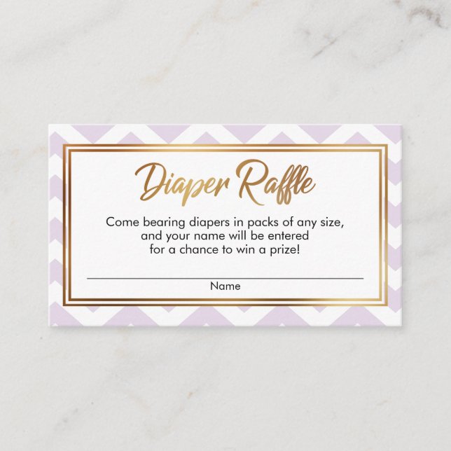 Lavender & White Chevron Diaper Raffle Cards (Front)