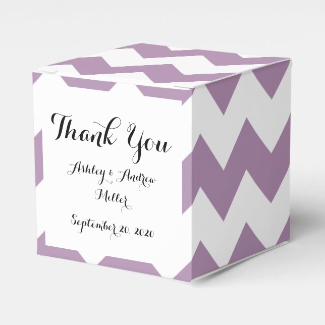 Lavender White Chevron Pattern Favor Boxes (Front Side)