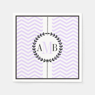 Lavender, white chevron pattern wedding napkins