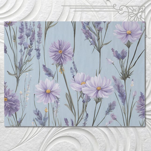 Lavender White Daisy Boho Wildflower Decoupage Tissue Paper (Creator Uploaded)