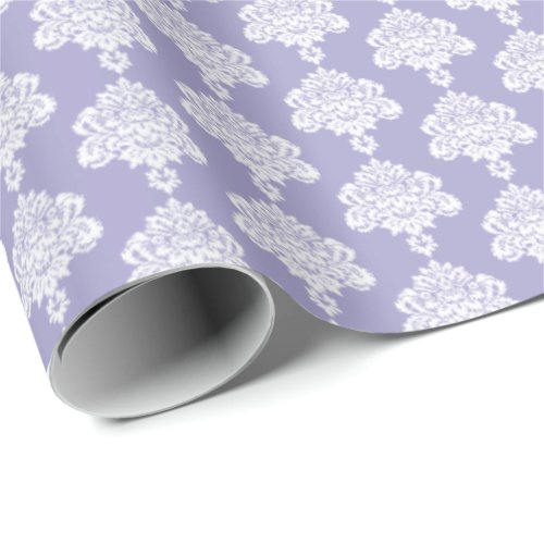 Lavender  White Damask Wrapping Paper