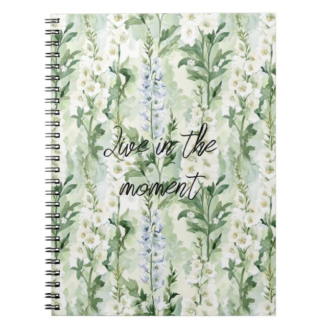 Lavender White Delphinium Flowers   Notebook (Front)
