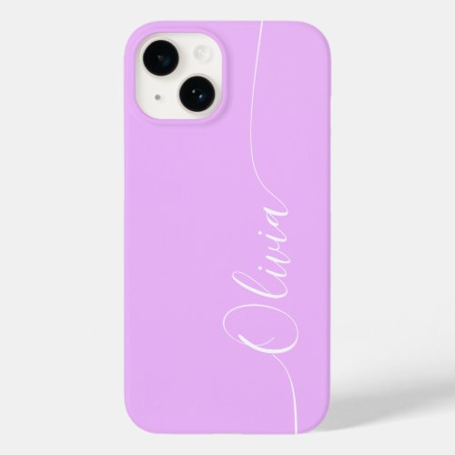 Lavender White Elegant Calligraphy Script Name Case_Mate iPhone 14 Case