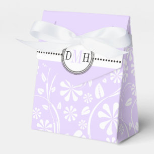Lavender, white floral pattern custom wedding favor boxes