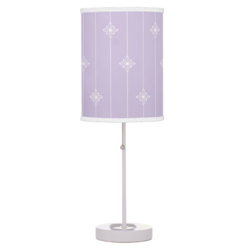 Lavender  White Geometric Pattern Table Lamp