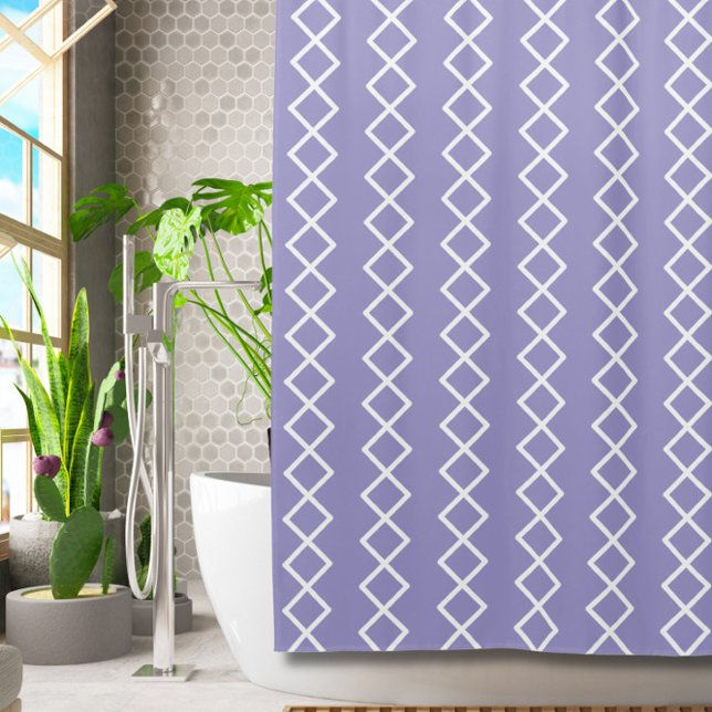 Lavender White Geometric Shower Curtain (Creator Uploaded)