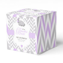 Lavender, White Gray Elephant Baby Shower 2 Favor Boxes