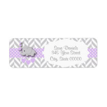 Lavender, White Gray Elephant Baby Shower 2 Label