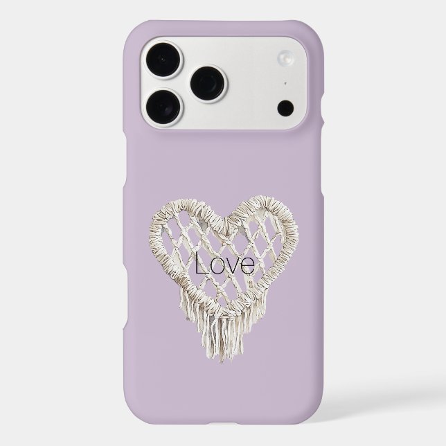 Lavender White Heart Fringe Case-Mate iPhone Case (Back)