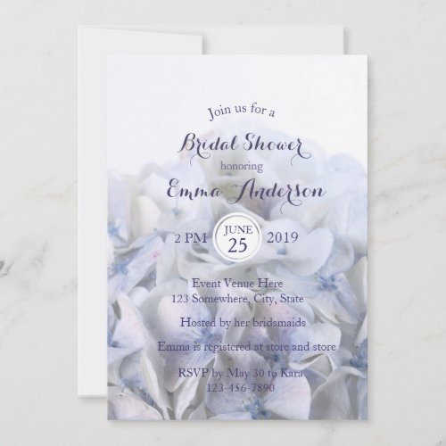 Lavender White Hydrangea Bridal Shower Invitation