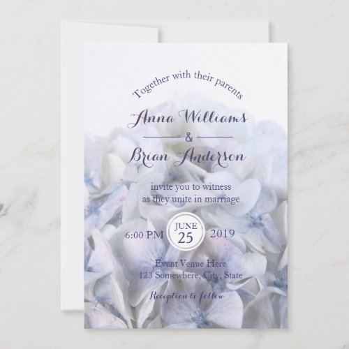 Lavender White Hydrangea Wedding Invitation