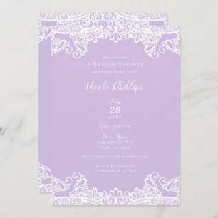 Lavender & White Lace Elegant Bridal Shower Invitation