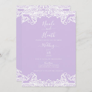 Lavender & White Lace Elegant Wedding Invitation