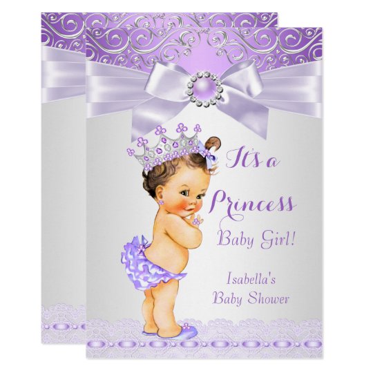 Lavender White Lilac Princess Baby Shower Brunette Invitation | Zazzle.com