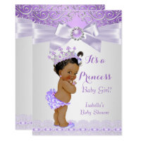 Lavender White Lilac Princess Baby Shower Ethnic Card