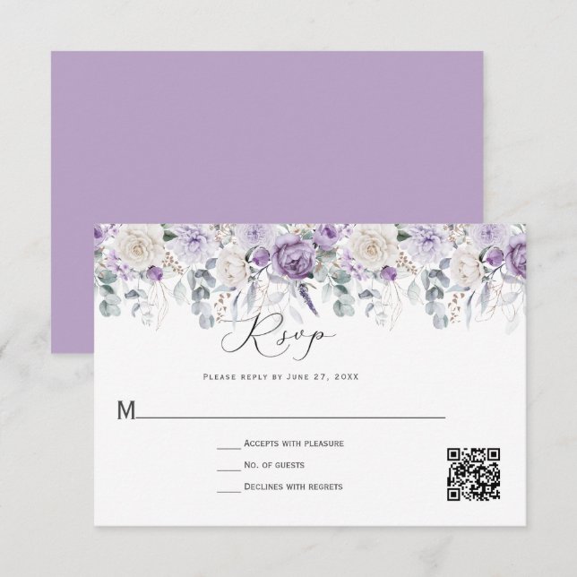 Lavender White Peonies Roses Floral Save The Date (Front/Back)