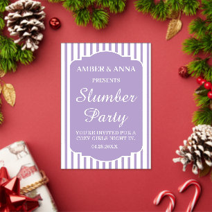 LAVENDER WHITE PEROSNALIZED NAME SLUMBER PARTY ACRYLIC INVITATIONS