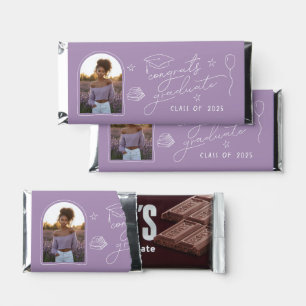 Lavender White Photo Hand Drawn Graduation Party Hershey Bar Favors