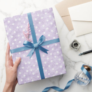 Lavender White Polka Dots Birthday Wrapping Paper