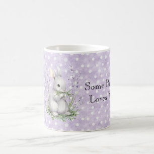 Lavender White Polka Dots Bunny Rabbit Love Coffee Mug