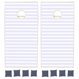 Lavender White Simple Horizontal Striped Cornhole Set
