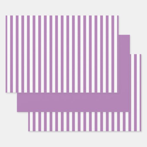 Lavender White Simple Stripes Pattern Geometric Wrapping Paper Sheets