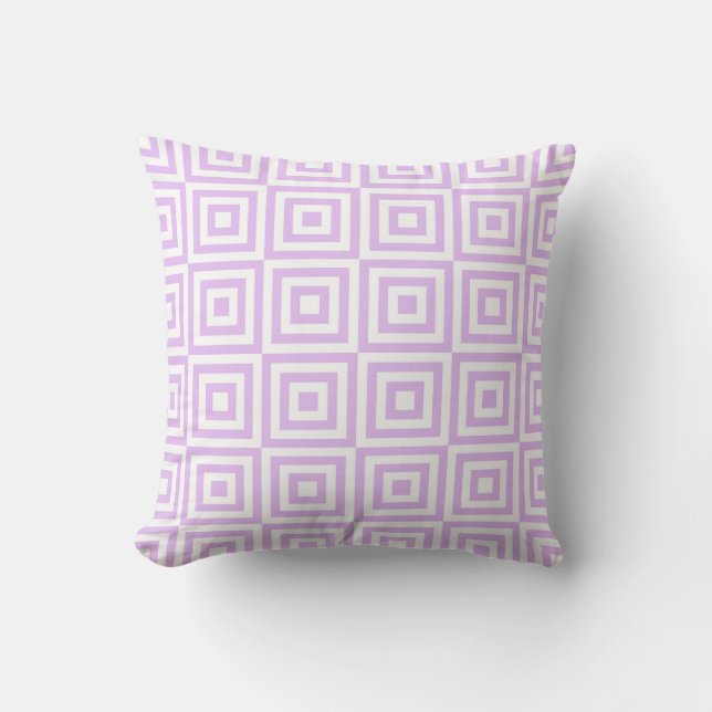 Lavender White Squares Decorative Pillow (Front)