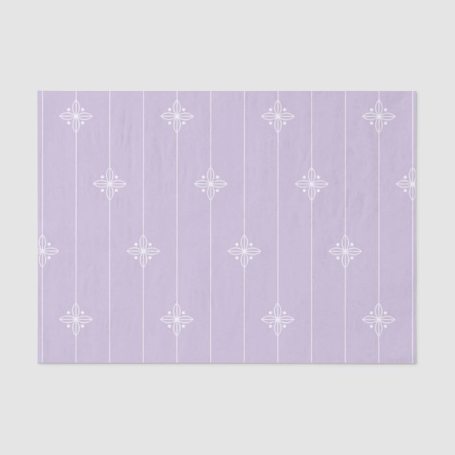 Lavender & White Stripe Geometric Pattern Tissue Paper (Front)