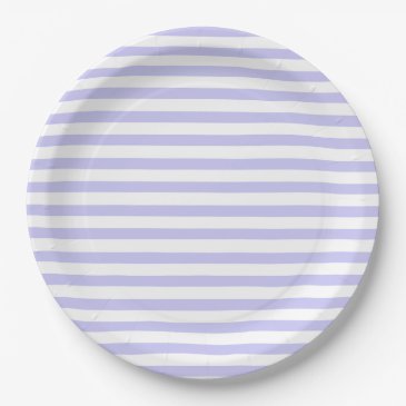 Lavender & White Striped Paper Plates