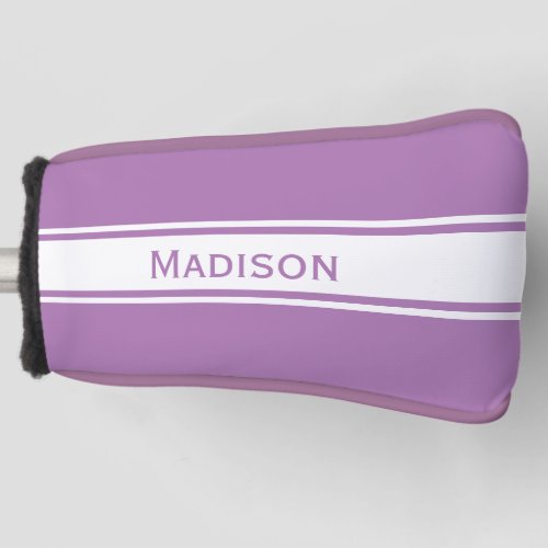 Lavender White Stripes Modern Name Monogram Golf Head Cover